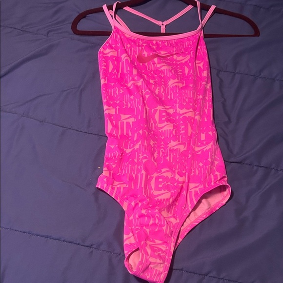 Nike Vivid Pink Logo Swimsuit - Picture 1 of 6